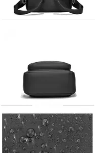 Détails du nylon noir imperméable et des coutures de base durables sur le sac à dos