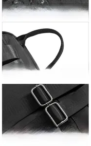 Détail du tissu en nylon imperméable, poignée renforcée et boucle en métal ajustable