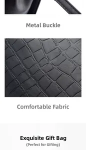 Detail view of premium black crocodile texture leather and matte hardware on the handbag