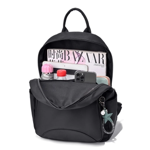 Sac à dos noir chic pour femme, grande capacité, imperméable avec pendentif en étoile