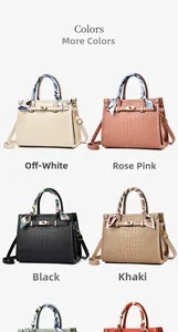 Detailed grid view showing crocodile pattern PU leather handbags in multiple colors