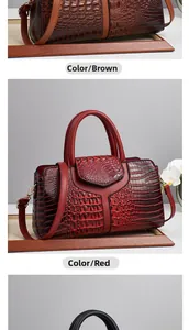 Close-up of premium crocodile texture leather tote with elegant golden metal hardware