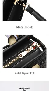 Detail of lychee pattern leather texture with gold zipper and metal hardware hooks