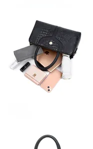Spacious crocodile pattern handbag interior capacity for iPad, umbrella and daily essentials