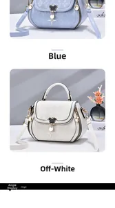 Close-up of diamond quilted crossbody bags with Mickey-shaped pendant and star detail