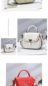 Detailed view of women's crossbody bags with embossed patterns and Mickey metal icons