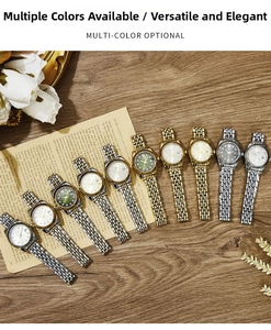 Dettaglio di orologi di lusso da donna con numeri romani e bracciali jubilee metallici