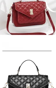 Detail view of quilted crossbody bag featuring gold hardware and elegant diamond patterns