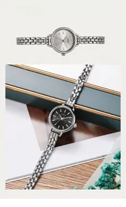Détail de la montre à quartz GEDI pour femme avec bracelet en maille argentée