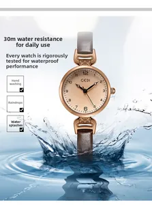 Orologio GEDI impermeabile da donna con cinturino in pelle marrone e spruzzi d'acqua