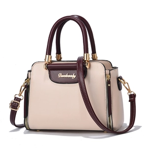 Women Handbag PU Leather Color Block Large Capacity Top Handle Crossbody Shoulder Bag Gold Hardware Fashionable Tote