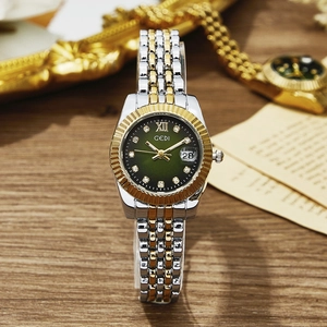Orologio GEDI lusso donna con quadrante verde, cinturino bicolore e data