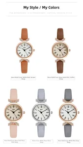 Close-up of stylish women's quartz watches with various colorful leather straps