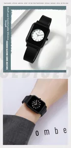 Detail showing the soft and comfortable silicone strap of this square quartz wristwatch