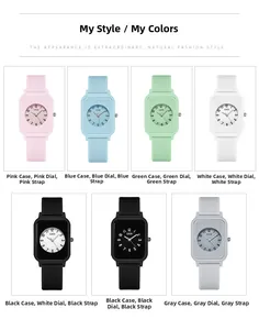 Collection of colorful square silicone watches with minimalist GEDI numeric dials
