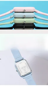 Close-up of the waterproof stainless steel back case and 16mm silicone straps on the watch