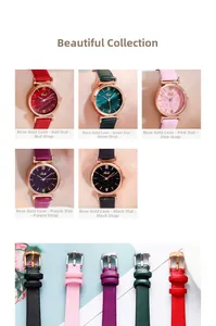 Detailed collection of Gedi starry sky quartz watches with rose gold cases and colorful straps