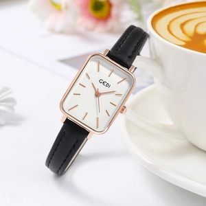 Women Rectangular Quartz Watch Retro Minimalist Elegant Analog Wristwatch With PU Leather Strap Daily Water Resistant