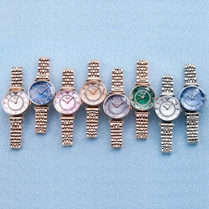 Fashion quartz ladies watches with metal link bracelets in various elegant dial colors
