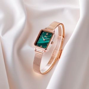 Women Quartz Watch Rectangular Alloy Case Milanese Mesh Strap Water Resistant Retro Elegant Luxury Lady Wristwatch