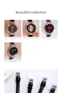 Damen-Quarzuhren-Kollektion mit Diamanten, Lederarmbändern und integrierter Datumsanzeige