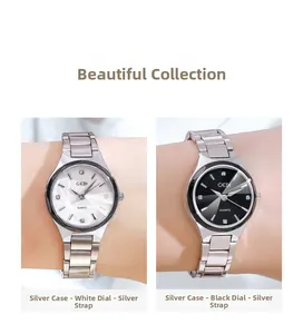Détails des montres GEDI à quartz avec bracelets métalliques argentés et index diamant