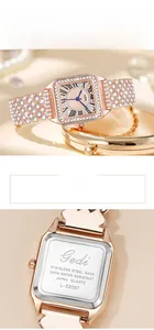 Detailed view of GEDI watch backplate showing 3ATM water resistance and Japanese movement