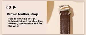 Détail du bracelet de montre en cuir marron café à grain litchi avec boucle déployante
