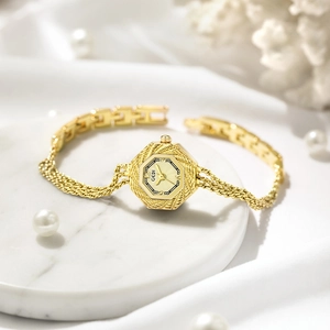Orologio Da Polso Elegante Da Donna Quadrante Ottagonale Quarzo Di Lusso Catena In Lega Stile Gioiello