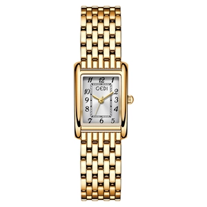 GEDI vintage square gold stainless steel watch for women with Arabic numeral dial