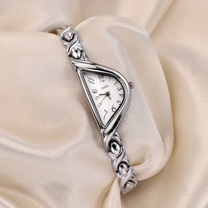 GEDI vintage asymmetric triangle watch for women with silver hollow chain strap