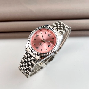 Montre quartz femme avec cadran rose et bracelet en acier inoxydable argenté