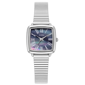 Montre GEDI pour femme avec cadran nacré bleu et bracelet extensible en métal argenté