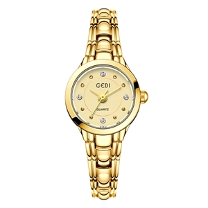 Elegant gold GEDI quartz bracelet watch for women featuring a sparkling crystal dial