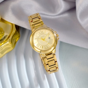 Women Quartz Watch Stainless Steel Band Alloy Case Date Display Roman Numerals Luxury Retro Waterproof Wristwatch