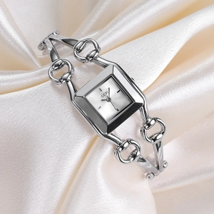 Elegant Square Quartz Watch For Women With Metal Link Chain Bracelet Alloy Waterproof Fashion Wristwatch