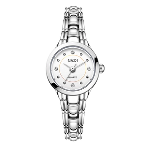 Orologio a bracciale al quarzo argento con quadrante bianco e strass per le donne