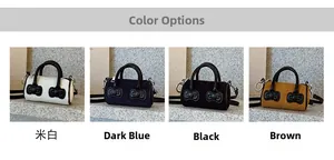 Detail of four colorful corduroy mini bucket bags with cute black bows and metal hooks