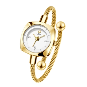 Orologio a bracciale GEDI dorato da donna con quadrante quadrato e cavo intrecciato