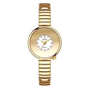 Elegant gold GEDI quartz watch for women with a snake-style stretch band and round dial