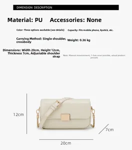 Minimalist beige crossbody bag size details 20x12x7cm with gold chain and buckle