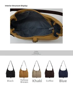 Détails de l'intérieur et options de couleurs pour le grand sac seau en similicuir