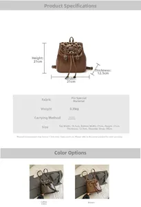 Dettaglio mini zaino in pelle PU con patta leopardata e pratica chiusura a coulisse