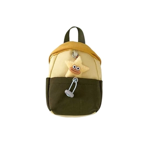 Kids' mini contrast color handbag with star pendant and green strap on white background