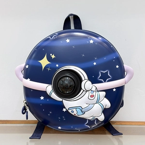 Detail of waterproof EVA hard shell backpack with astronaut pattern and bubble window