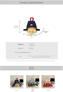 Detailed dimension guide for the cartoon star backpack with size specs and colors