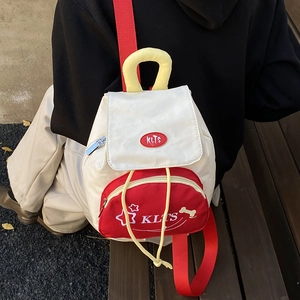 Kids star pattern canvas backpack in red and white colors for school and travel