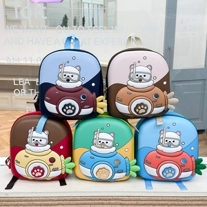 Kids Backpack EVA Hard Shell Oxford 3D Submarine Cartoon Diver Bear Breathable School Bag For Toddlers Boys Girls