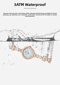 Détail de la montre bracelet GEDI tournesol en or rose avec étanchéité de 3ATM