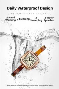 Close-up of Gedi quartz watch with tortoise resin band under dynamic water splash